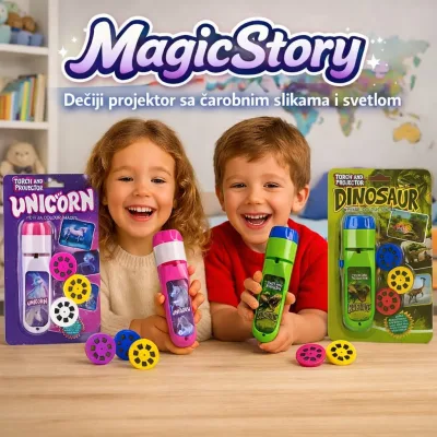 MagicStory – Dečiji projektor lampa sa 24 slike (Dino & Unicorn) - Slika 1