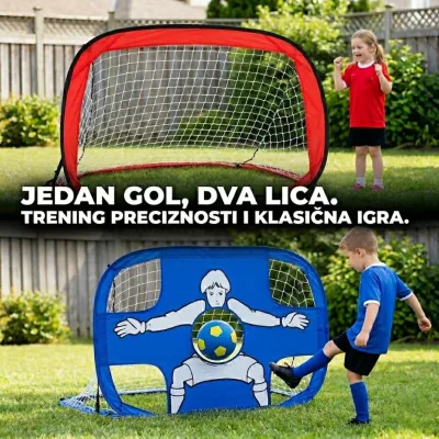 PortableSoccer 2-u-1 Prenosivi fudbalski gol sa metom za trening - Slika 1