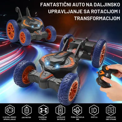 4x4 Cobra Auto na daljinski – Transformiše se i Rotira 360°! - Slika 2