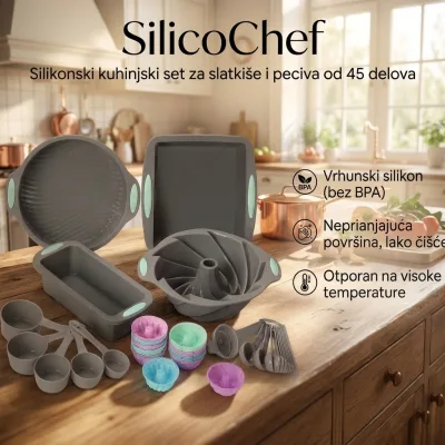 SilicoChef – Profesionalni silikonski set za pečenje od 45 delova