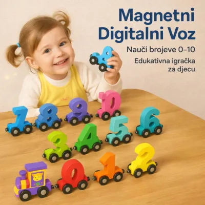 MagniTrain – Edukativni drveni magnetni vozić sa brojevima (0-10)